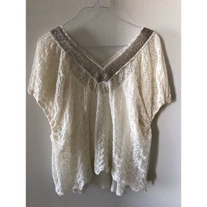 Boho beaded knit Anthropologie top